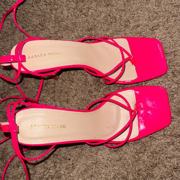Azalea Wang Hot Pink Lace-Up Stiletto Heels 5.5” Size 9 - Picture 5 of 12